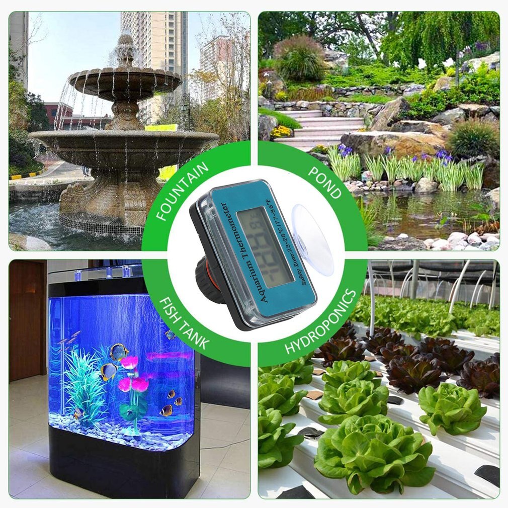 Aquarium Thermometer LCD Digital Display Aquarium Thermometer Waterproof Water Tank Thermometer With Suction Cup