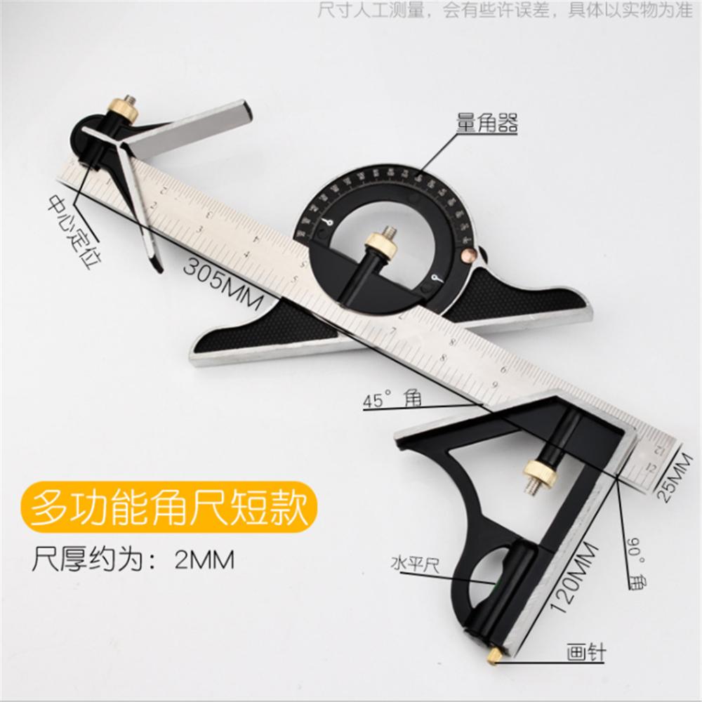 Stainless Steel Multi-function Combination Square Horizontal Movable Square 45 Degree Right-angle Corner Ruler
