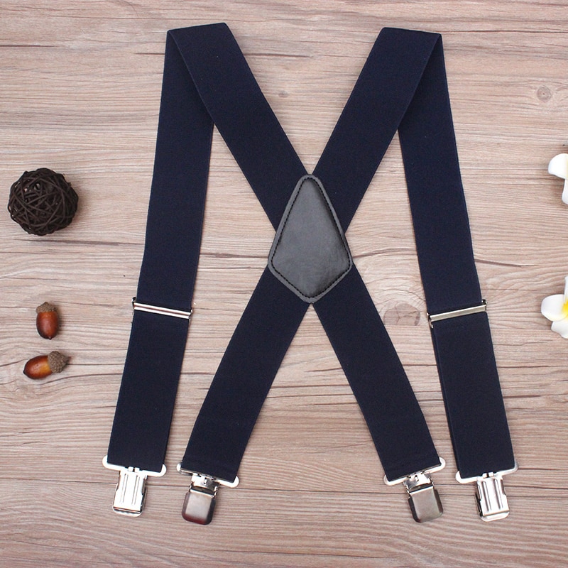 130 cm Plus size Bretels Voor zware Mannen Broek Met 4 Sterke Clips 5 cm Brede Bretels Met X -Back Broek Man Bretels Strap