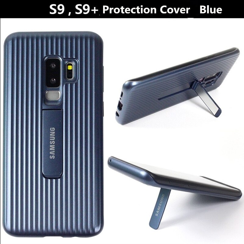 Heavy Duty Shockproof Stand Phone Protective Case for Samsung Galaxy S9 S9Plus S9+ Holster Plastic Hard Cover W/ Soft Tpu Frame: Galaxy S9 / Blue