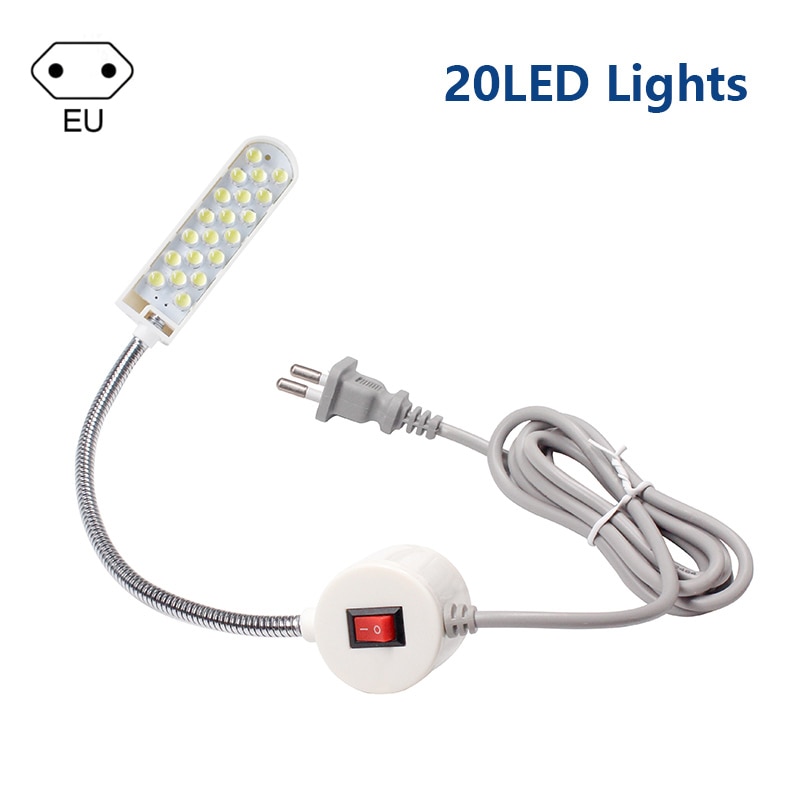 Symaskinelys multifunktionel fleksibel arbejdslampe lys magnetisk monteringsbund svanehalslampe til symaskinebelysning: Eu plug 20 led