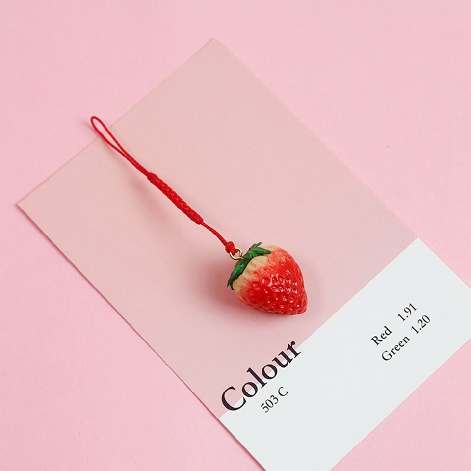 Smart phone Strap Lanyards for iPhone Samsung Xiaomi Huawei Cute Girl Strawberry Decor Mobile Phone Strap Rope SmartPhone Charm: Red / Pink