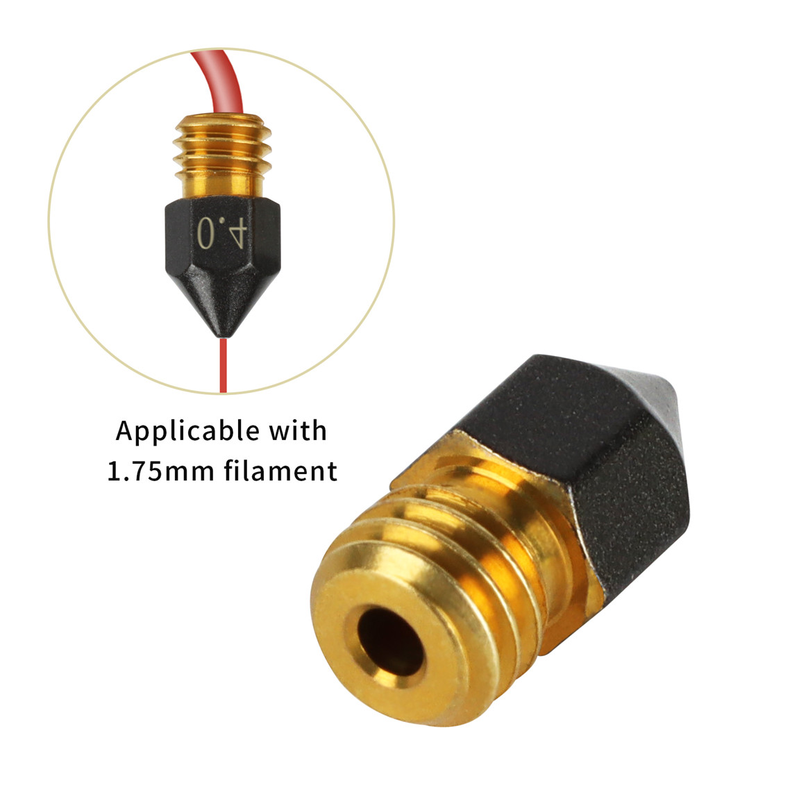 Buse revêtue de PTFE MK8, filetage M6 0.2/0.3/0.4/0.5/0.6/0.8/1.0mm pour buses d'imprimante 3D CR10 CR10S Ender-3, Filament 1.75mm