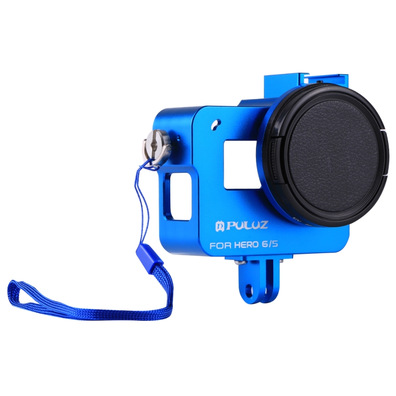Puluzhölje skal för gopro hero 7 svart 6/5 hård skyddsbur +52mm uv -lins 8*6*4.6cm fodral för go pro hero 5: Blå