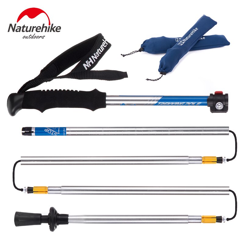 Naturehike hopfällbara alpenstockar i aluminium 5- sektioner vandringsstav eva handtag promenadkäppar justerbara vandringskäppar