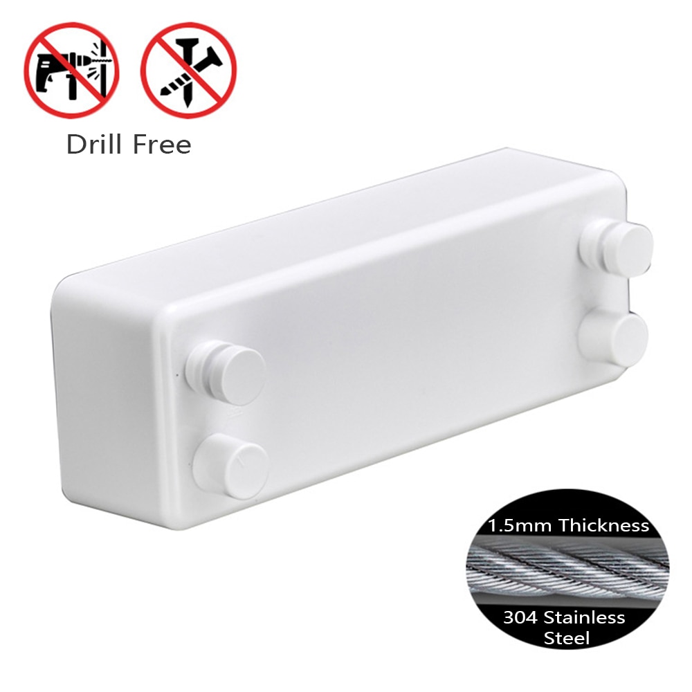 4.2M Double Row Clothesline Wall Mounted Retractable Clothes Dryer Steel Rope Wall Hanger Laundry Dryer Indoor Clothes Line Rope
