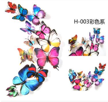 12 stk 3d store dobbeltlags magnet sommerfugl til børneværelser boligindretning vinyl vægkøleskab juledekoration klistermærker: Farverig