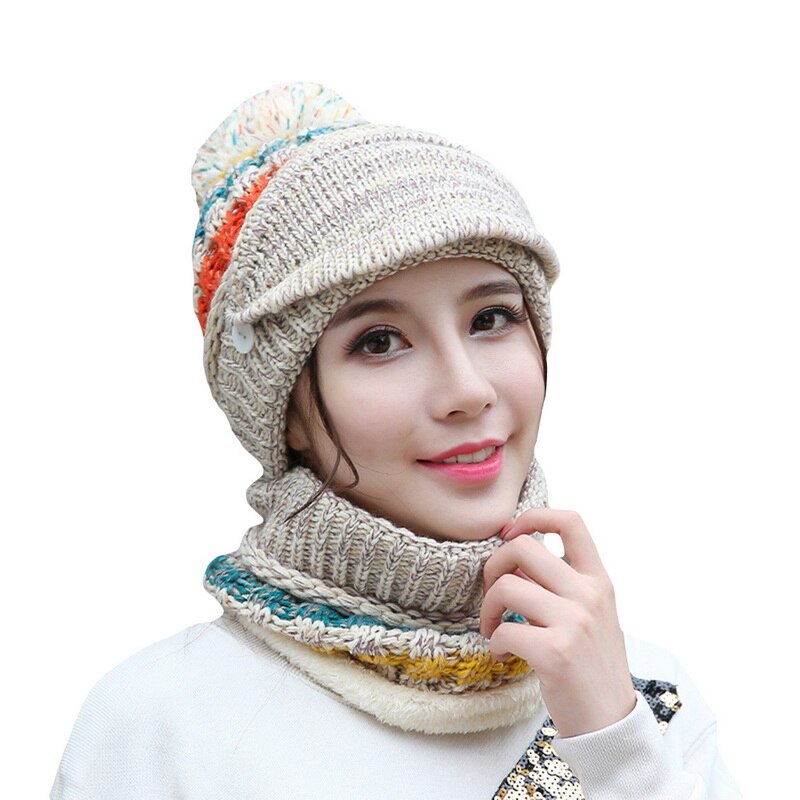Conjunto de gorro de invierno, bufanda gruesa y cálida para mujer, accesorios de invierno, gorro interior de lana tejido, conjunto de bufanda, 3 uds, sombreros de invierno para montar al aire libre: Style 5