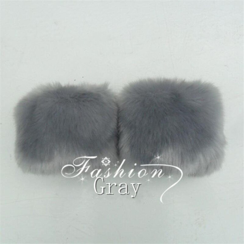 Autumn Winter Solid Thicken Faux Rabbit Fur Arm Warmers Women Cuff Wrist Warmer Men Soft Fluffy Short Sleeve W106