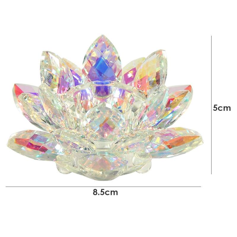 Suporte de vela de lótus transparente colorido cristal rack castiçal ornamento presente casa templo budista decoração