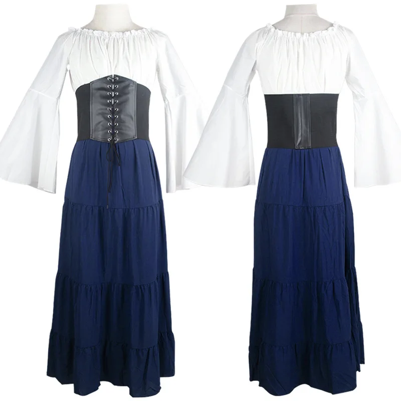 Robe de princesse corset à manches longues pour femmes, robe Renaissance médiévale européenne, olympiques de cosplay
