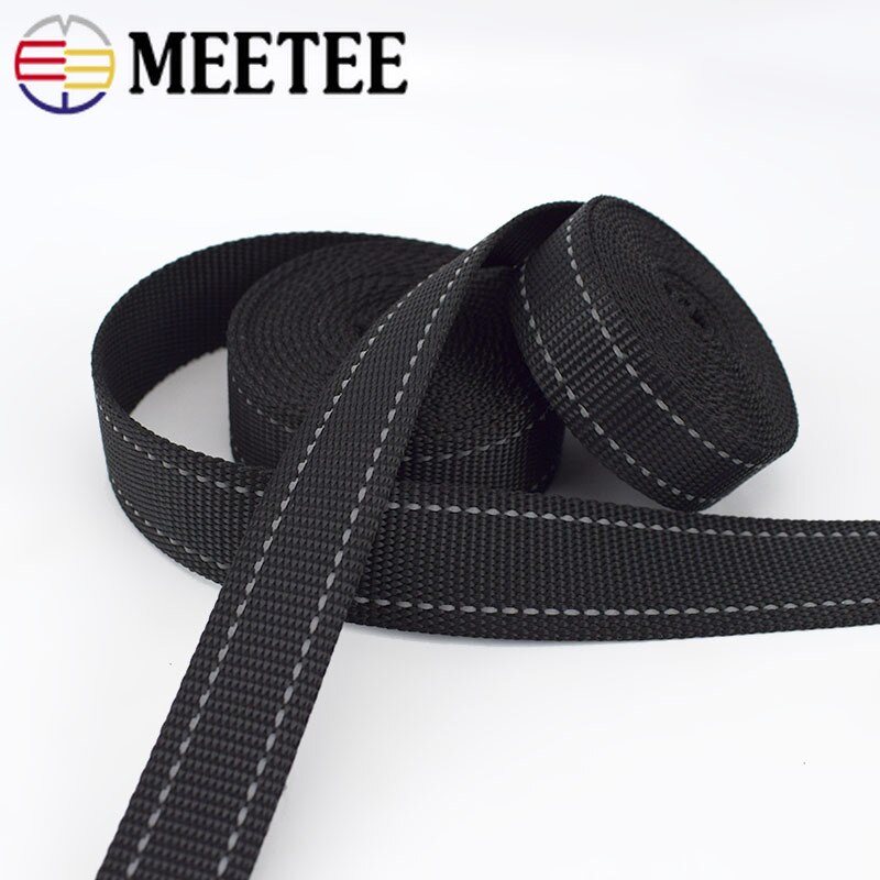 Cinta de nailon reflectante para Collar de Mascota, cinta negra de 5M, 15-38mm, 1,8mm de grosor, accesorios para bolsos DIY