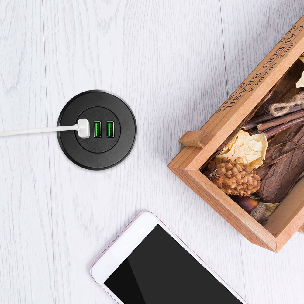 Powstro 3 USB Desktop Charger 5V 3.1A Office Home Desk Hole Charge Station Universal for iPhone Samsung Xiaomi Phone Charger