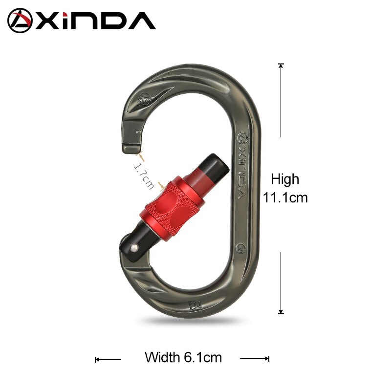 XINDA Outdoor O-shape carabiner 24kN 7075 aluminum oval hook rock climbing auto locking screw gate carabiner