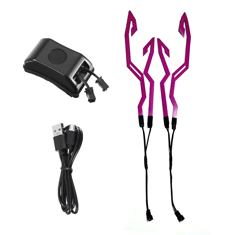 4-in-1 Motorcycle Helmet LED Luminous Sticker Night Riding Cold Light Signal Flashing Strip Helmets Universal Strip USB Charger: USB Purple