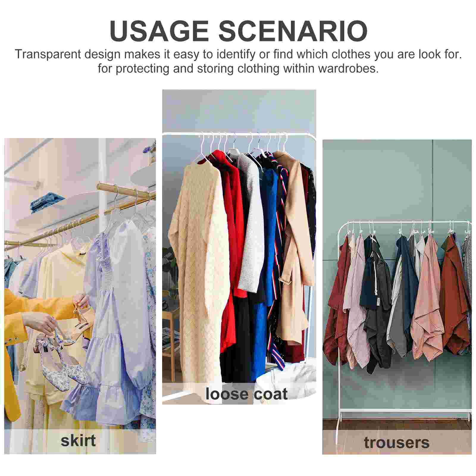 Sacs à vêtements en plastique transparent, 50 pièces 60x90cm, housse anti-poussière pour vêtements, sacs de rangement jetables pour la maison, boutique en plein air