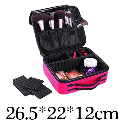 HMUNII Women Cosmetic Bag Travel Makeup Organizer Make Up Box Cosmetics Pouch Bags Beauty Case For Makeup Artist: B-Red Cosmetic bag