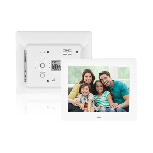 8 Inch Photo Frame & Digital Alarm LED Sn Simple Eletronic Photo Album Support Clock/Photo/Video for Elder People with Remot