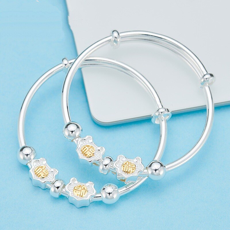 925 de plata de ley Pin rojo cuerda asta hueco perro auspicioso caracter chino pulsera añade temperamento