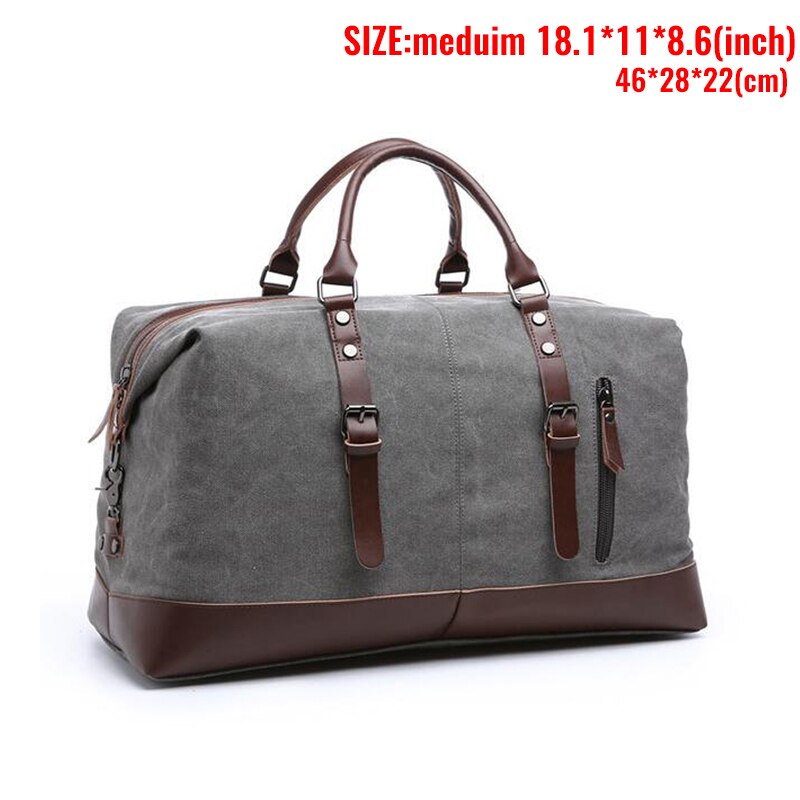 Markroyal Canvas Lederen Mannen Reistassen Handbagage Tassen Mannen Plunjezakken Handtas Reizen Tote Grote Weekend Bag Overnight: Grey medium