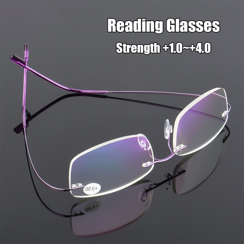 2023 ultraleichte Erinnerung Titan randlose Lesebrille Männer Frauen presbyopische Brille hoch auflösende Brille 1,0 bis 3,5