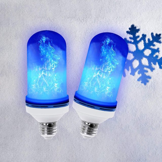 Ampoule Led effet de flamme, 6w, E26/e27, 85-265v, 4 Modes d'éclairage, lumière du feu, émulation scintillante, décor, lampe, nouveauté: Blue
