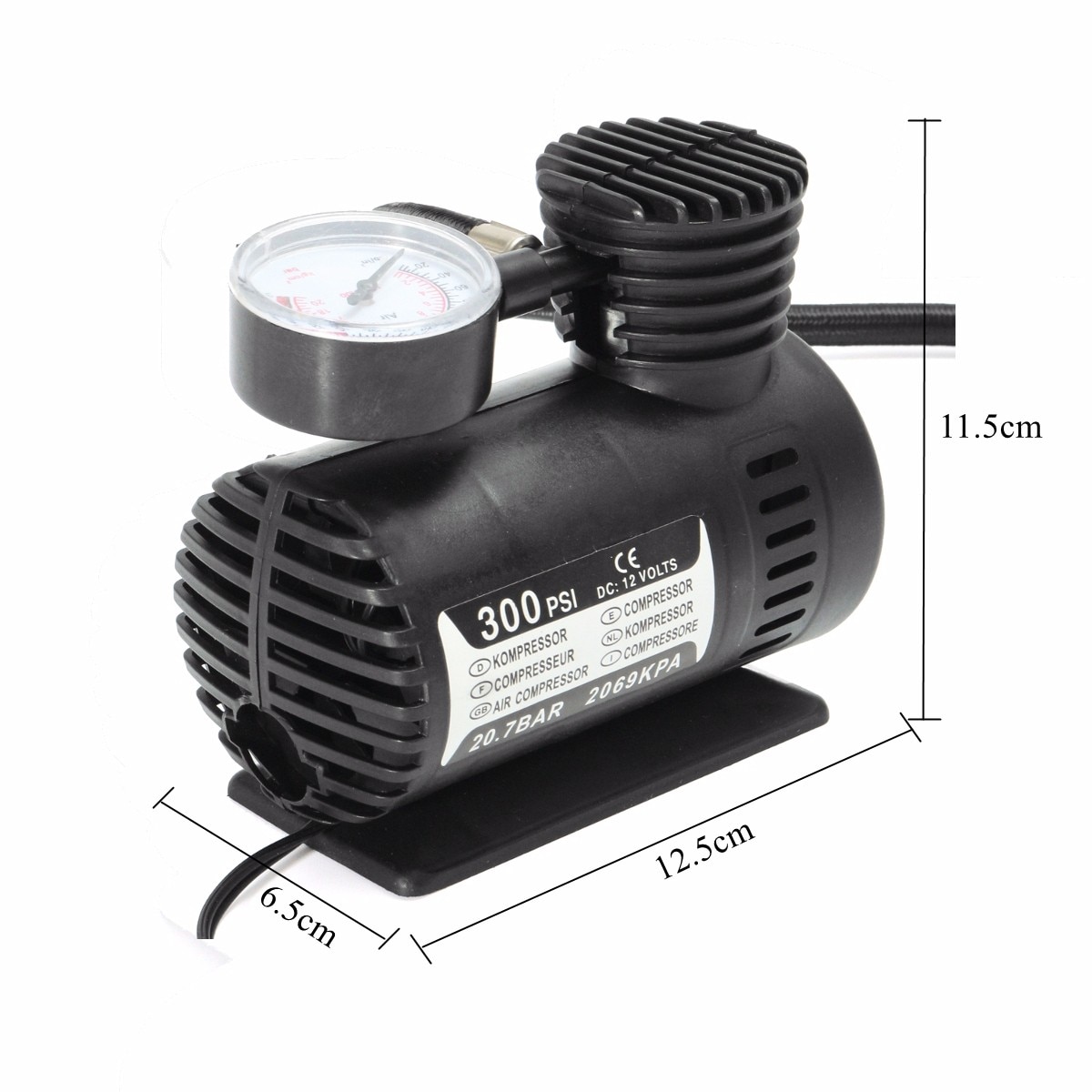 300PSI Portable Mini 12V Air Compressor Auto Car Electric Bike Tire Inflator Pump with 2 Nozzle Adapters Bicycle Accessories