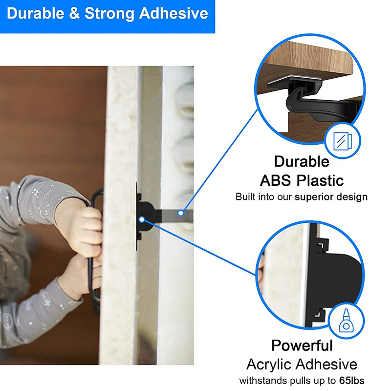 20 Pack Kind Proofing Kast Sloten Zwart, Baby Veiligheid Vergrendelingen Met Sterke Lijm, Baby Proof Klink