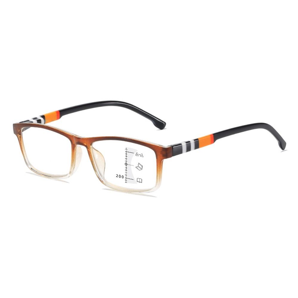 Gafas de lectura multifocales con luz azul, lentes cuadradas con bloqueo de rayos azules, progresivas, cerca del lejano, protección ocular ultraligera: Verde / +150