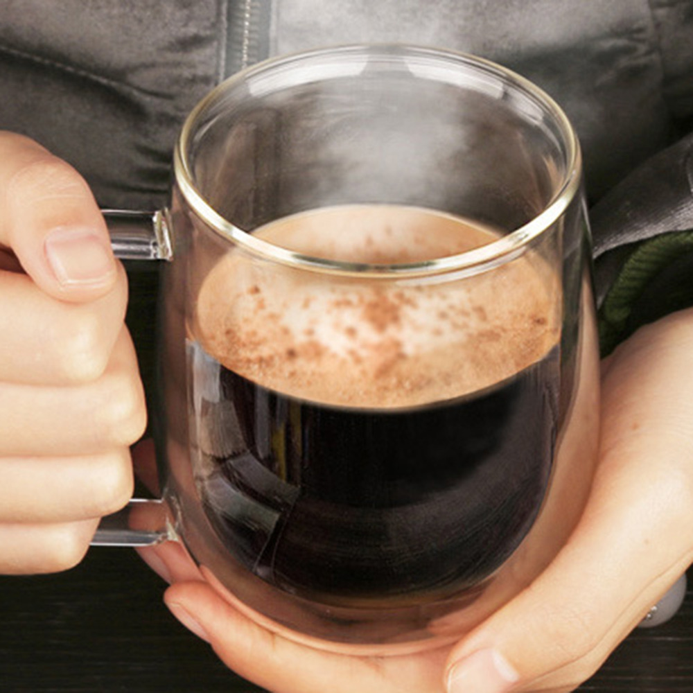 Gennemsigtigt dobbeltlags glas te varmebestandig kop kaffekrus isoleringskop sund drink fantastisk køkkenværktøj