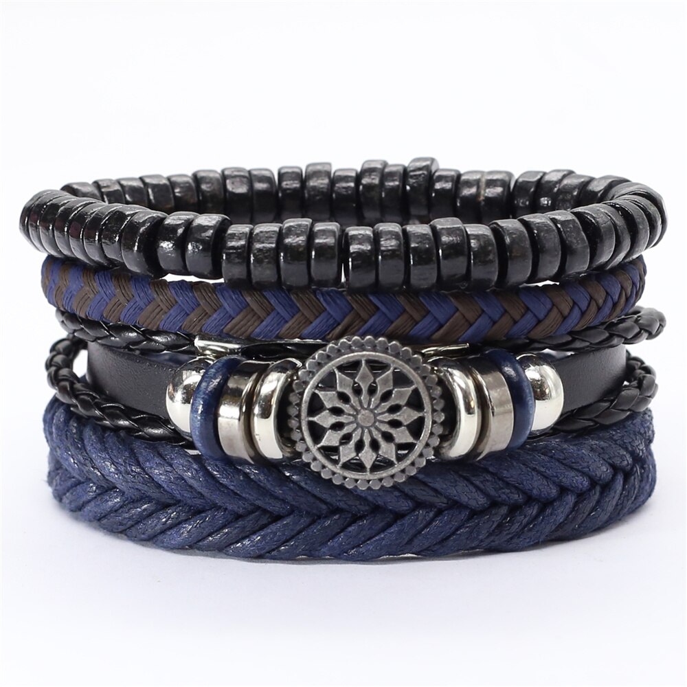 La fiducia In Dio Fede Nero Chitarra Foglia di Perline Braccialetto Braccialetti di Cuoio Set Degli Uomini Dei Braccialetti Delle Donne Homme Gioelleria Raffinata E Alla Moda Accessori