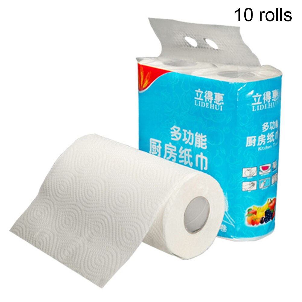 Kitchen 10 Rolls Disposable Cleaning Cloth Paper Dishcloth Cleaning Towel High Water Absorbency Wiping Scouring Pad