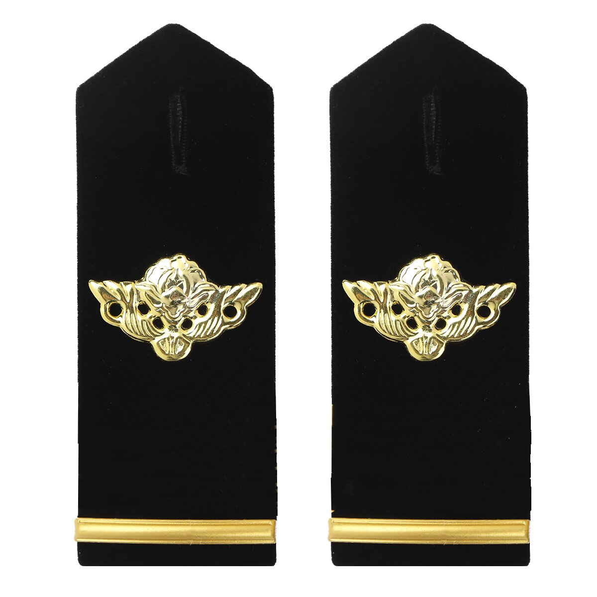 1 Paar Professionele Airlines Pilot Epaulet Gold Metal Bar/Ster/Tarwe Diy Epauletten Universele Sailor Kleding Schouder Board badge: Black One