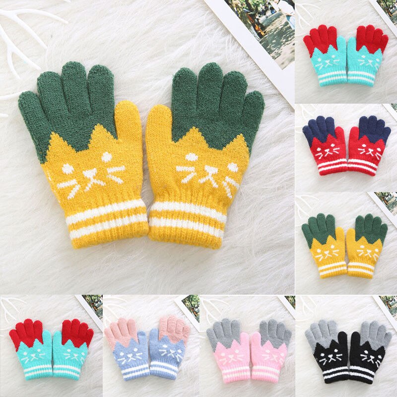 4-8T Child Kids Winter Warm Thick Gloves Baby Girls Boys Toddler Magic Mittens Imitation Cashmere Cute Baby Gloves