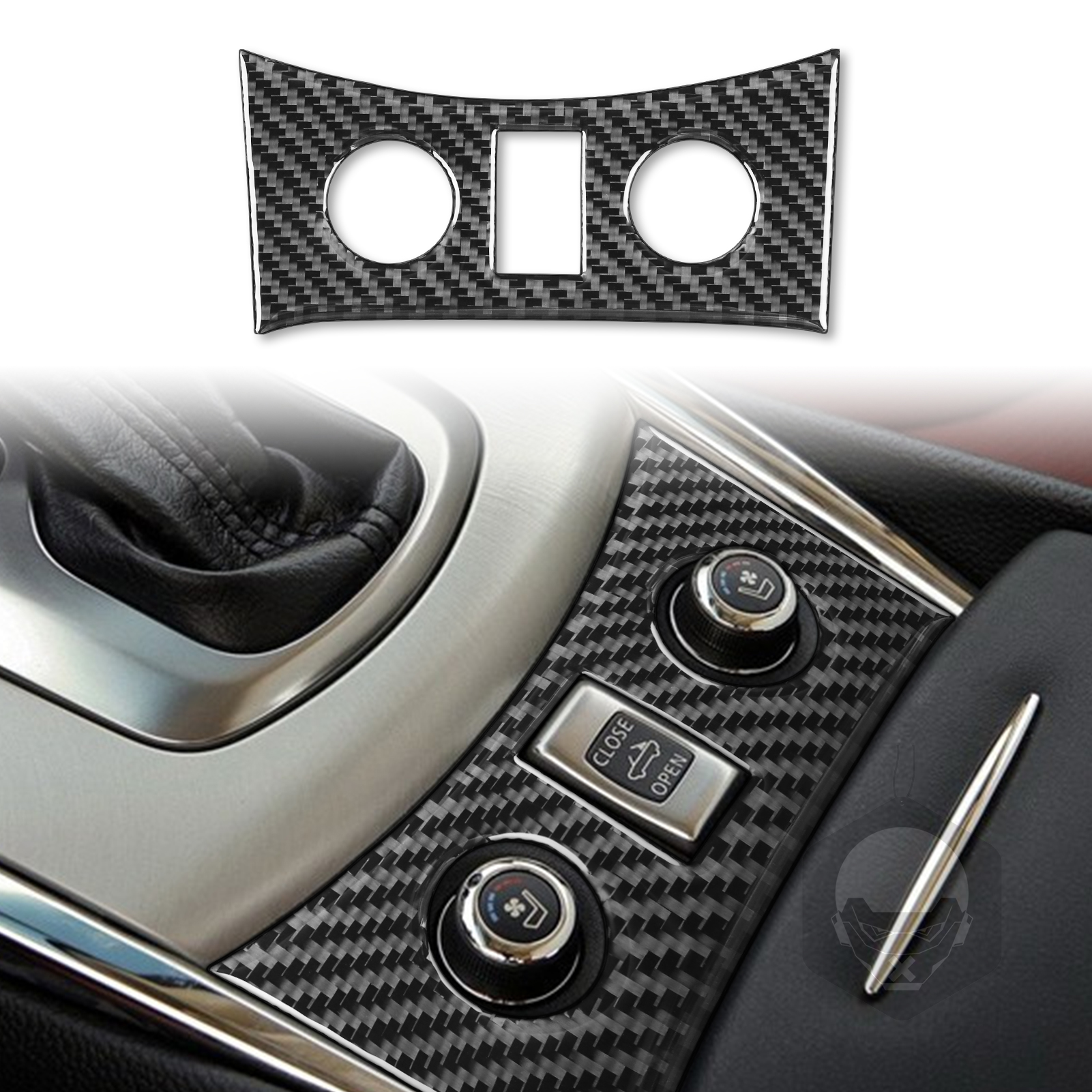 For Infiniti G37 08-13 G35 07-08 G25 11-12 Q60 14-15 Carbon Fiber Seat Heated Control Panel Car Interior Accessories Sticker: Dark Grey