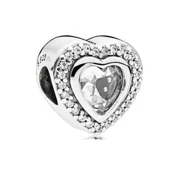 Europäischer, komplett weißer pavé-Abstandshalter-Clip mit gänseblümchenherzen, diy-feinperlen, passend für Original-Reize, silber, 925er -armbandschmuck: B540- bai