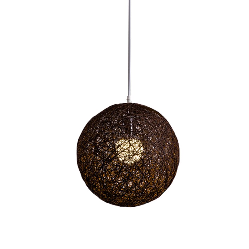 Bamboo, Rattan And Hemp Ball Chandelier Individual Creativity Spherical Rattan Nest Lampshade