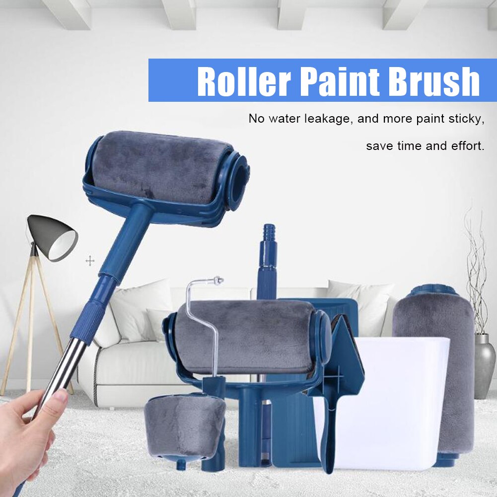 7pcs Multifunctional Paint Runner Pro Roller Brush Tool Set Paint Roller Set Room Wall Painting Brushes Set Home Repack Tool