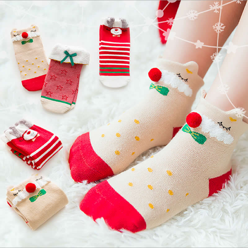 Kerst sokken winter baby meisje jongen kerst sokken herten kerstman 3d print katoenen sokken christmas kids