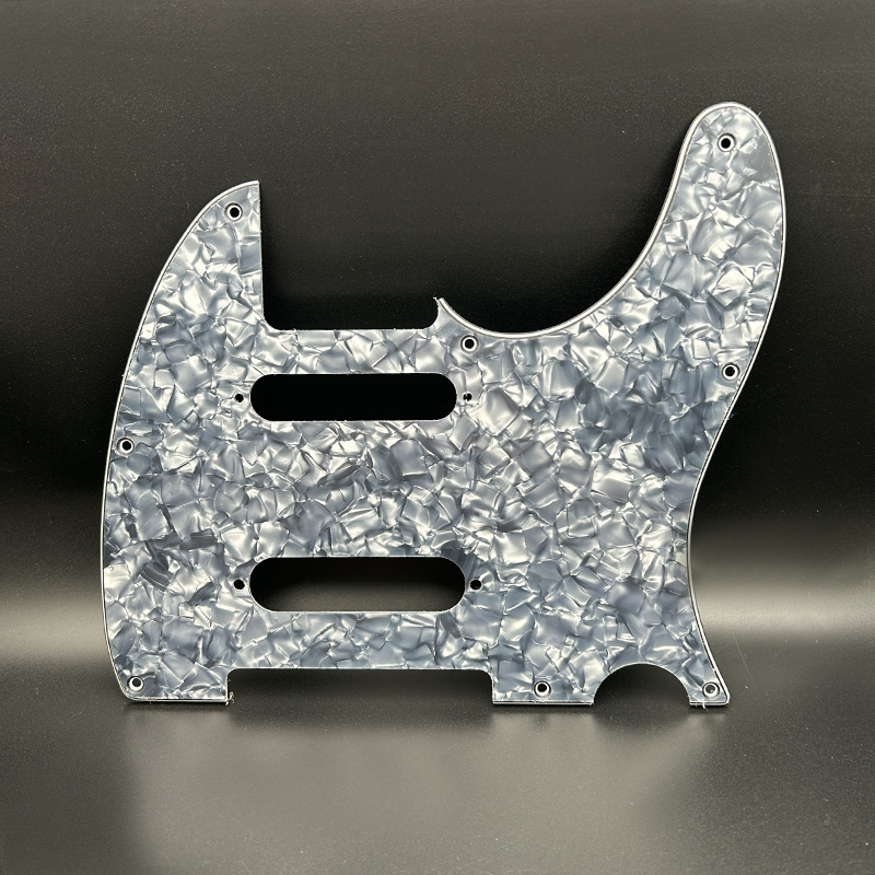 Golpeador Tele de 3 capas con 2 pastillas de bobina única, placa rascadora de 8 orificios para guitarra eléctrica estilo TL, multicolor: Gris claro