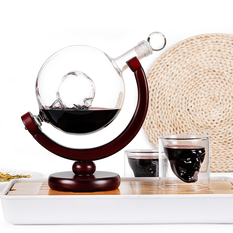 Ensemble de verres à Whisky, Globe de cristal, Carafe à liqueur pour Whisky, Vodka, voilier, Carafe avec support en bois fini, outils de Bar, tasse chaude
