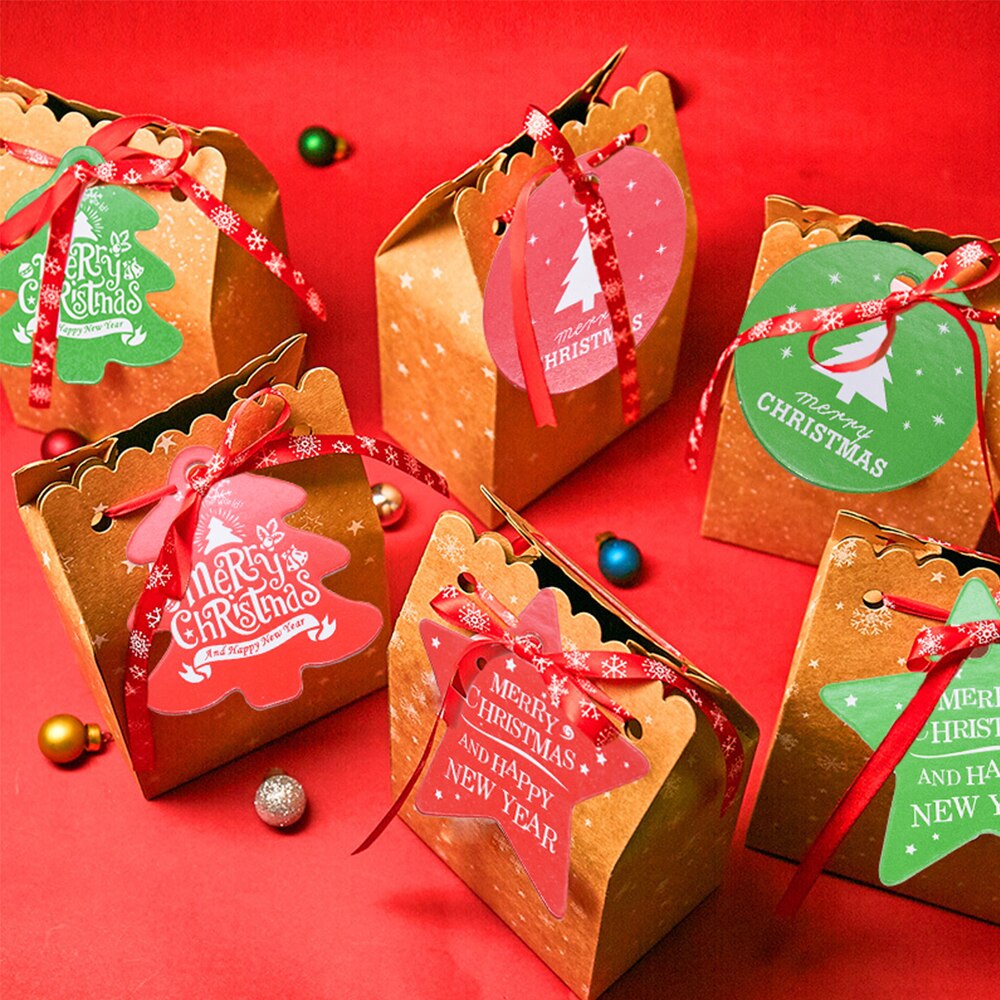 100Pcs Kerst Serie Tags Papier Label Label Diy Ambachten Hang Tag Bakken Wikkelen Decoratieve Card Kerst gunsten
