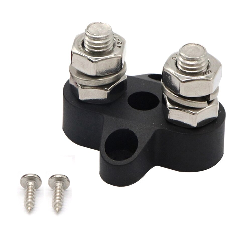 Positive Bus Bar Power Terminal Blocks DC 48V M8 (5/16") Dual Heavy-Duty Terminal Studs Power and Ground Junction Block: Black