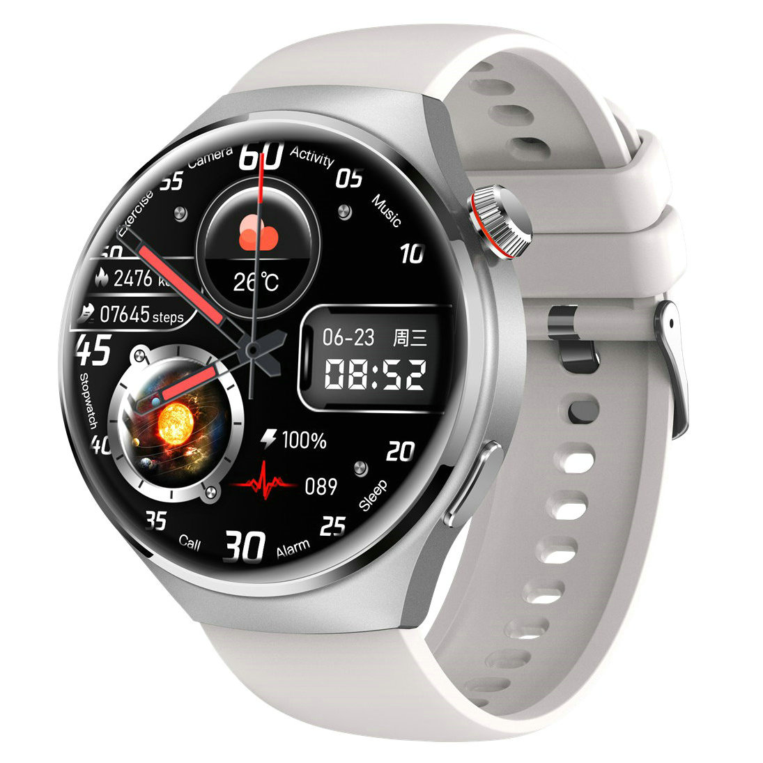 zawodowiec na wolnym powietrzu Smartwatch wojskowy Bluetooth połączenie 1.43 "ekran Amoled opaska monitorująca aktywność fizyczną duży, wytrzymały inteligentny zegarek NFC: SZARY