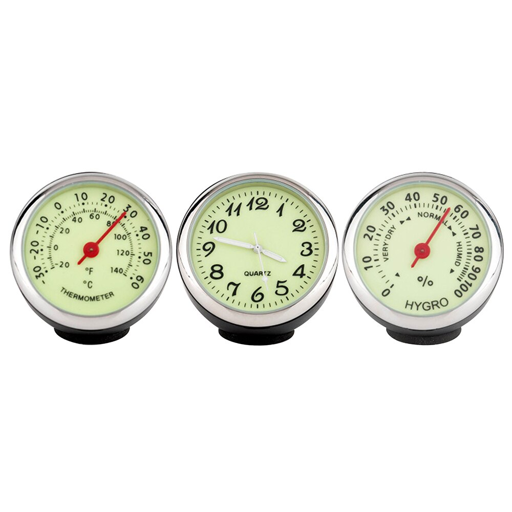 Termómetro Digital para coche, higrómetro, tablero de instrumentos, reloj electrónico Universal, adornos interiores para coches, 3 unids/set por juego: YELLOW