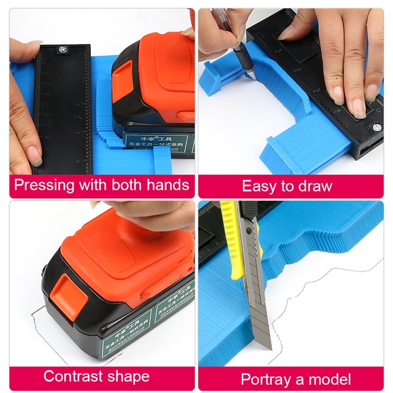 5/10 Inch Multifunctional Contour Gauge Profile Copy Gauge Profile Jig Guide Marking For Tile Edge Shape Copy Measuring Tools