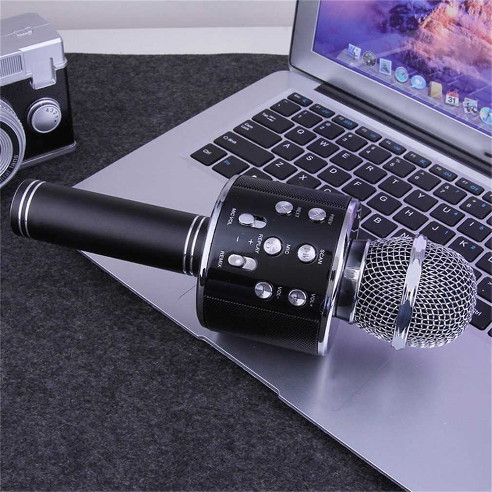 Microphone karaoké Bluetooth Microphone sans fil haut-parleur lecteur de Microfone portable enregistreur de chant micro