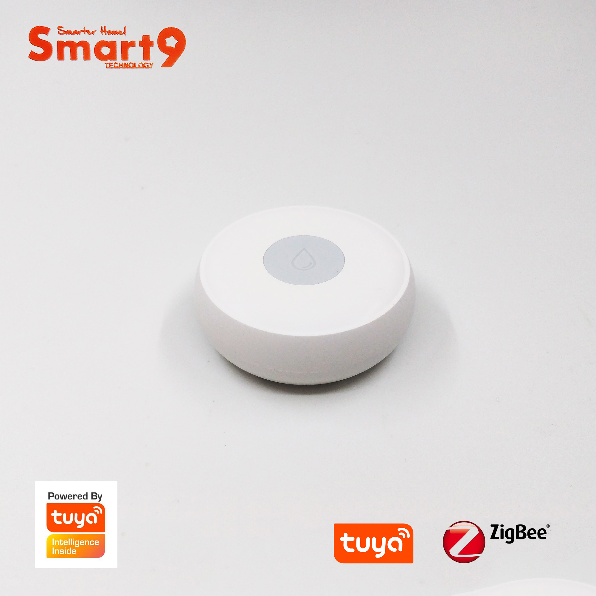 Sensor de agua Smart9 ZigBee que funciona con TuYa ZigBee Hub, alimentado por batería de tamaño Mini con de forma redonda, alimentado por TuYa