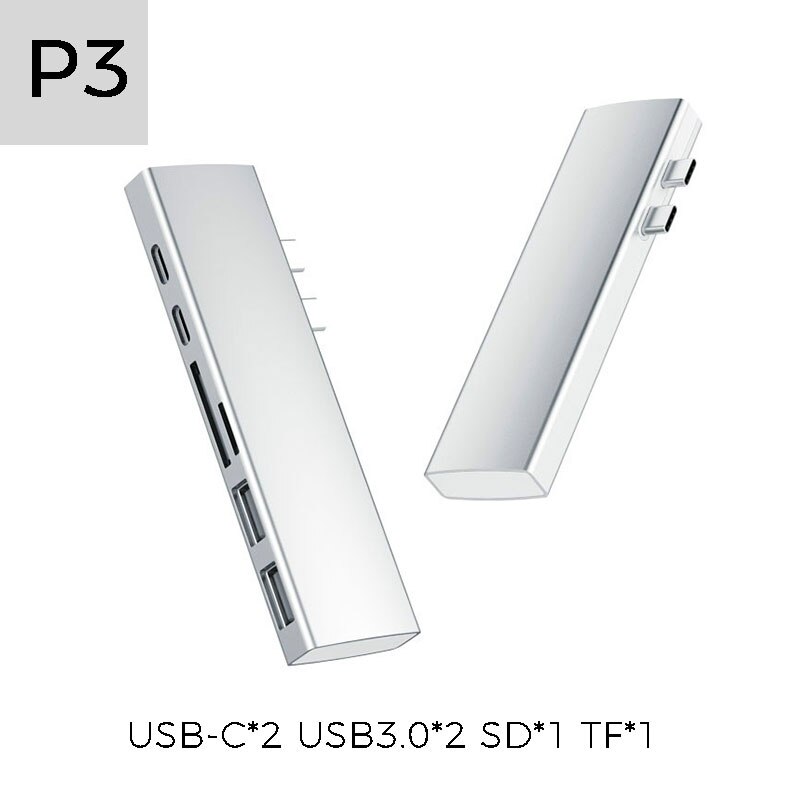 Stacja dokująca robić laptopa USB 3.0 adapter czytnika kart HDMI 4K piorun 3 koncentrator USB C Centrum typu C dla MacBook zawodowiec powietrze 2018 2019 2020: P3