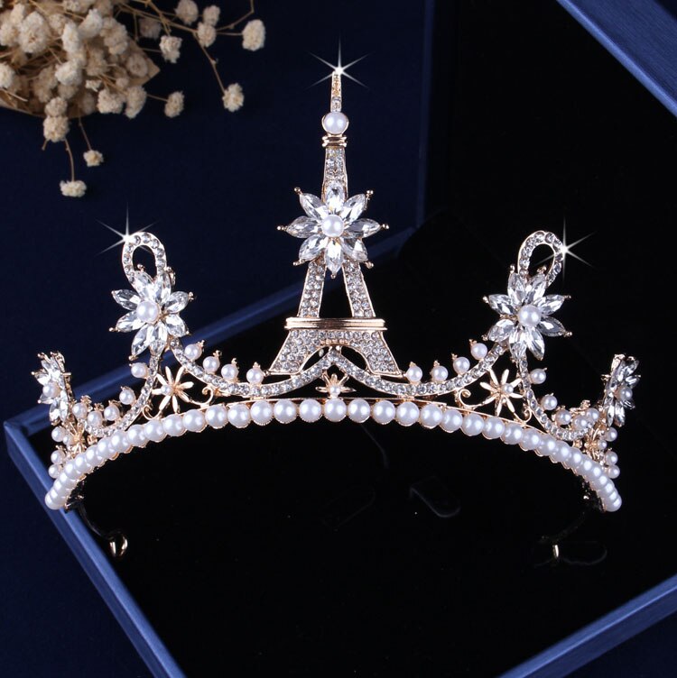 Pearl Crystal Wedding Bridal Sieraden Sets Vrouwen Gouden Bruid Tiara Kronen Prom Diadeem Earring Ketting Bruiloft Sieraden Accessoires